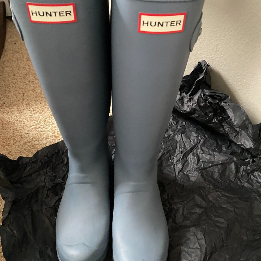 Hunter boots in light blue